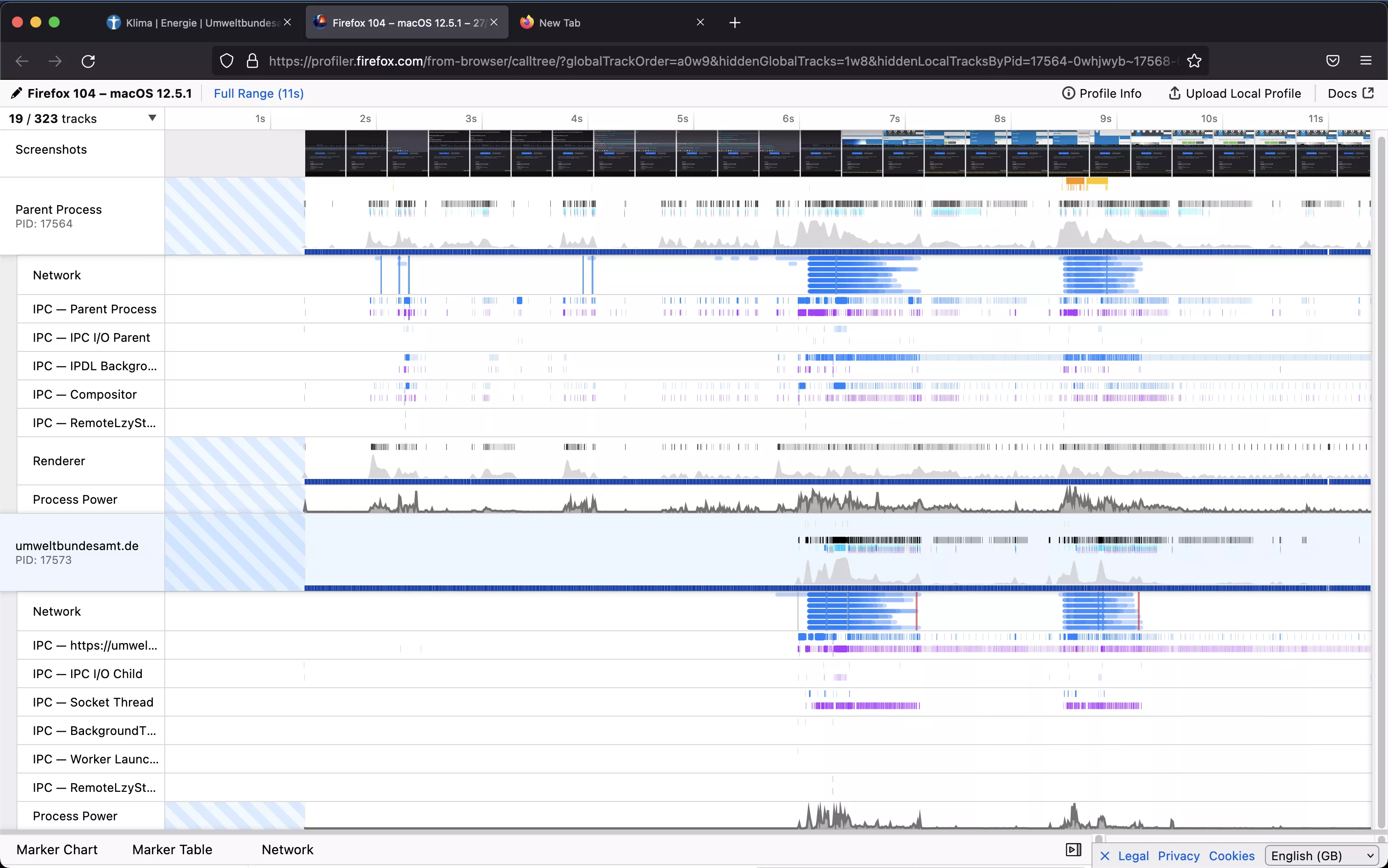 Firefox 104 profiler view