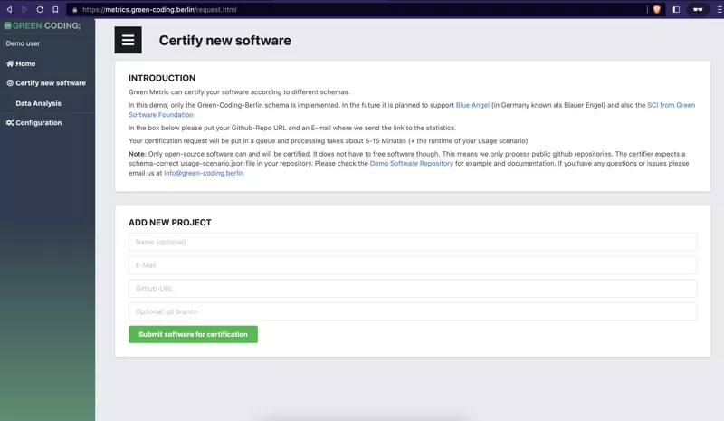 Green Metrics Tool cloud runner dashboard